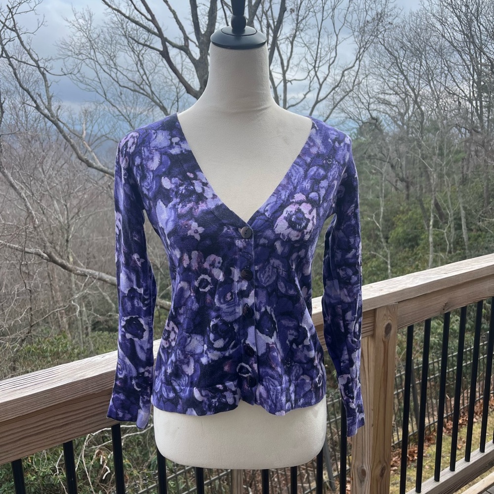 Women’s J. Jill Purple Floral Cardigan